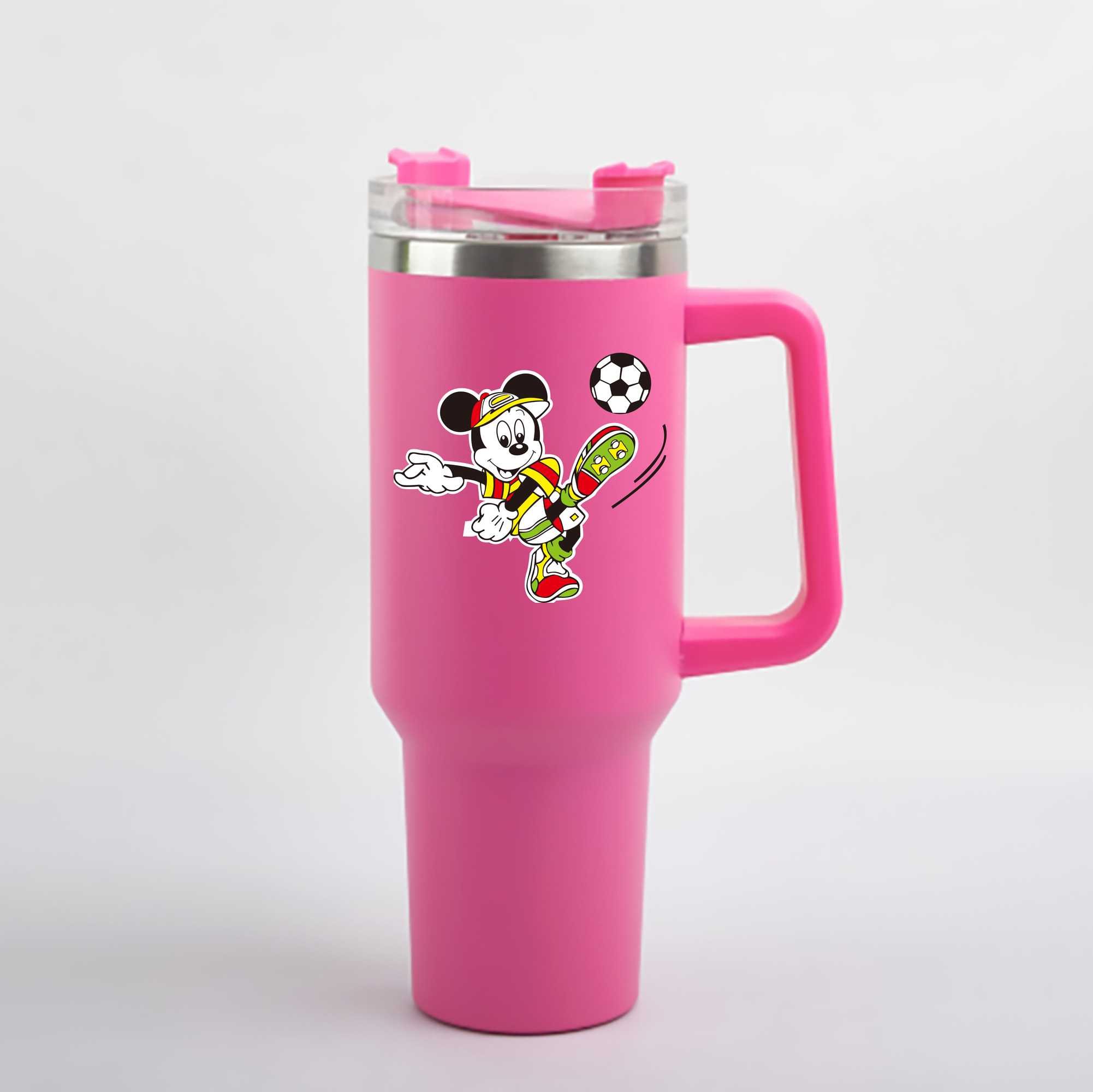 （画像用） ミッキーマウス Mickey Mouse 1200mL車用タンブラー - クリスタルステッカー（プラスチックストロー付き）